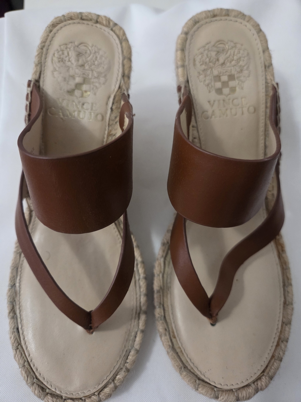 Vince Camuto Women's Brown Leather Slide Sandals - Picture 7 of 7